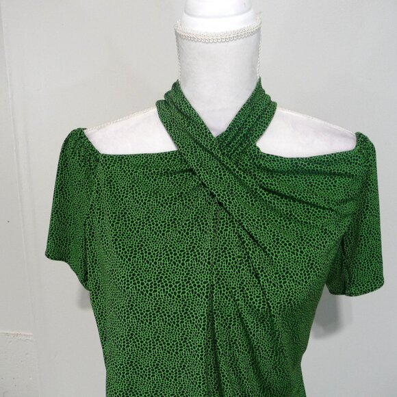 MK Green Cheetah Print Top Size MEDIUM - Picture 2 of 10